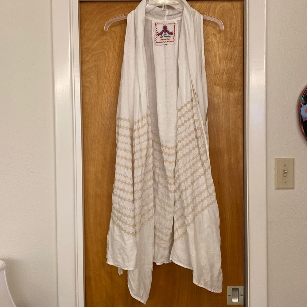 Johnny Was Linen Embroidered Duster cardi Vest  L